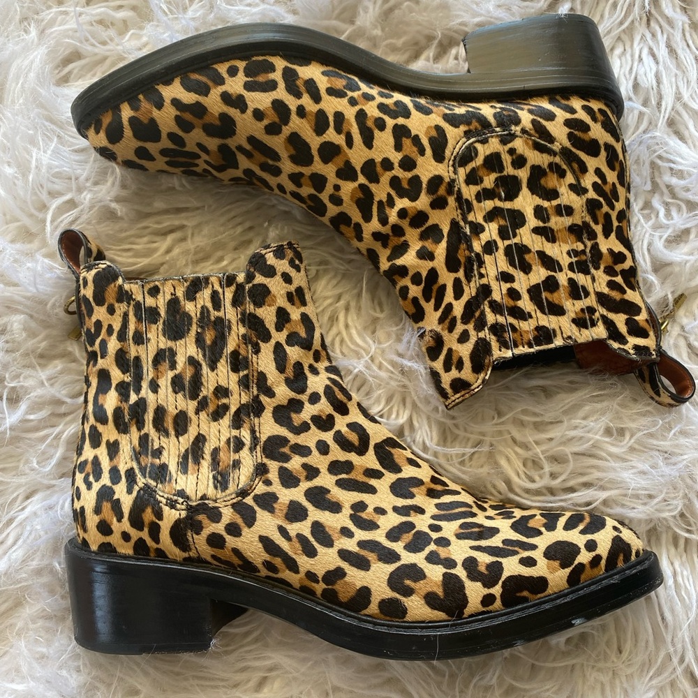 Coach haircalf leopard print Bowery boots